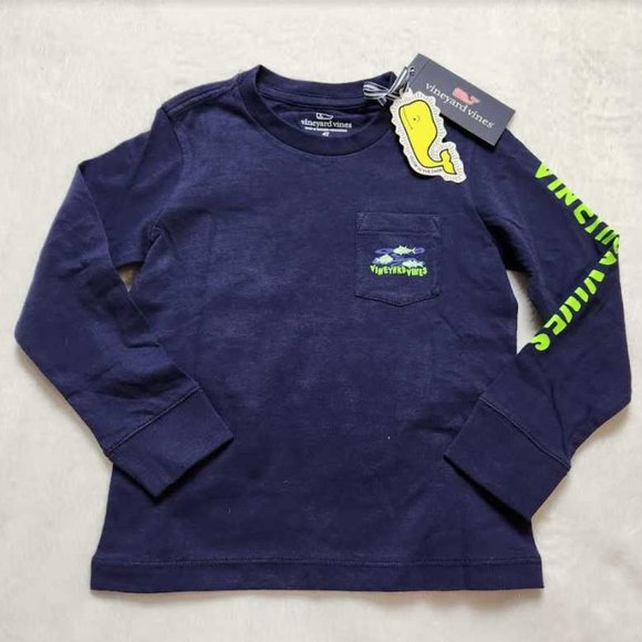New boys 6 Vineyard Vines night fishing glow in the dark long sleeve pocket tee - Picture 3 of 5